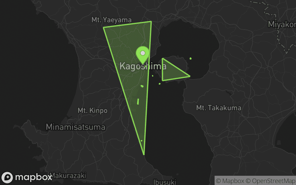 Map highlighting Kagoshima, Japan