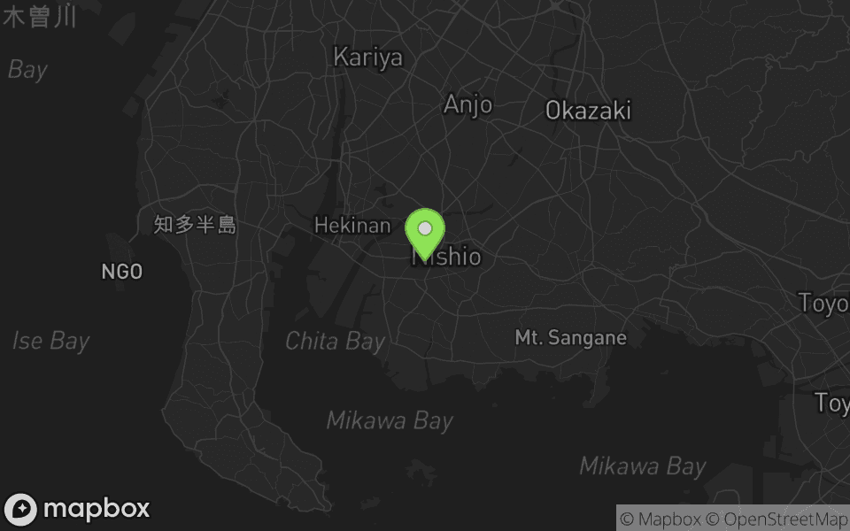 Map highlighting Nishio, Japan