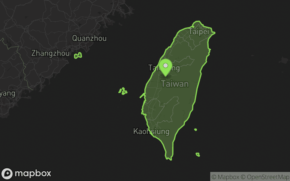 Map highlighting Taiwan, Taiwan
